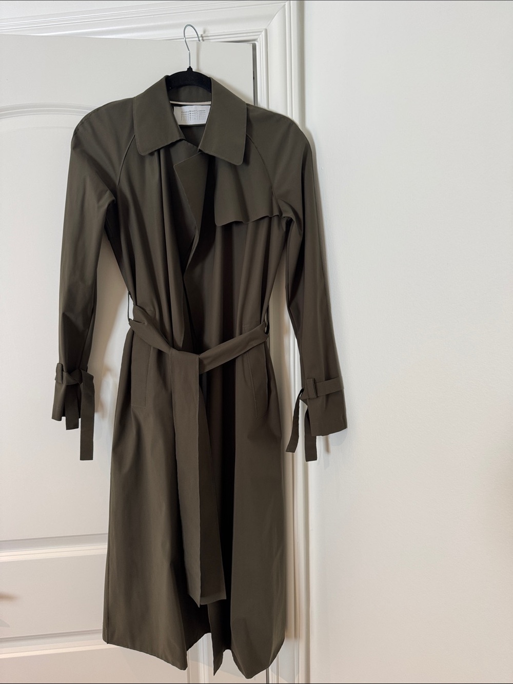 Olive Green Belted Trench Coat for Women